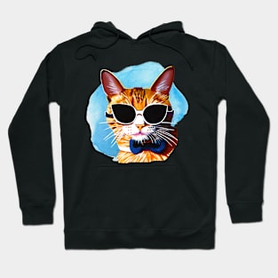 Ginger Cat wearing sunglasses Sassy Cat Hoodie